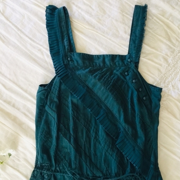 BCBG Teal Cotton and Lace Runway Dress - Picture 2 of 5